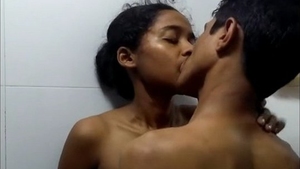 A passionate Indian couple's intimate moment in the bathroom