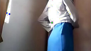 Asian girl strips and masturbates