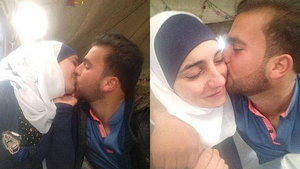 Arab girl masturbates with a guy playing with her pussy