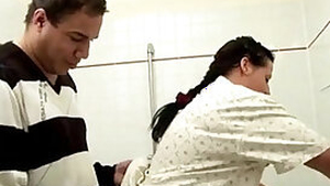 Daddy Caught Not Step daughter in Bathroom and Seduce