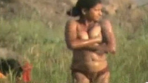 Indian beauty indulges in a sensual outdoor bath on webcam