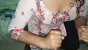 Indian babe gives a blowjob to her boyfriend