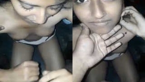 Pretty Indian girl gives a blowjob and gets fucked hard