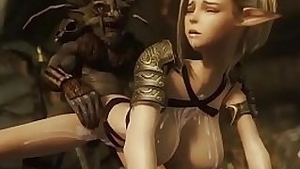 3d sex toon Young teen is on top fucking goblin