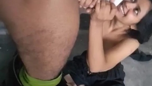 Stunning South Asian beauty gives a sensual oral performance on camera