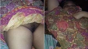 Husband wakes up sleeping wife for a surprise pleasure