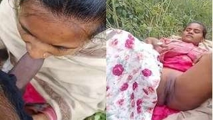 Desi couple enjoys outdoor blowjob in the backyard