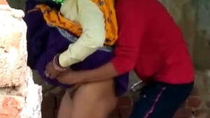 Outdoor sex between a young man and an older woman