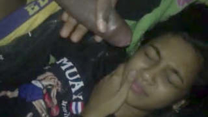 Sexy ebony babe gives a blowjob and anal sex with her lover in a naughty video