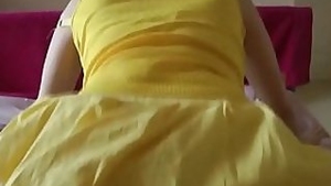 Plump wife sucks and fucks with her yellow dress on at Porn Yeah