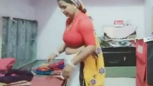 Indian aunty Sadaf works out in sexy dress and heels
