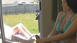 Sister caught brother jerking off, and makes him cum a lot