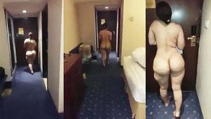 Indian woman flaunts her big ass in hotel hallway