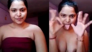 Cute girlfriend goes nude in front of the camera