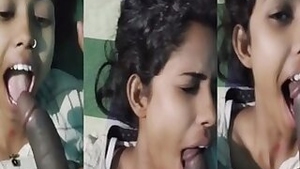 Indian girl giving blowjob with her BF