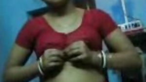 Sexy bengali village bhabi in red petticoat