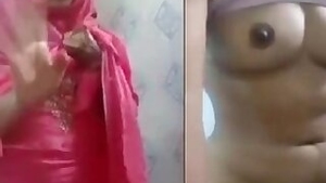 Unsatisfied horny Muslim girl striptease selfie
