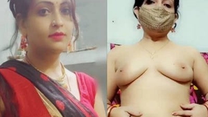 Deepika Bhabhi in a black saree, changing dress and masturbating in a premium video