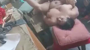 Middle-aged women moan while being undressed and penetrated by a worker