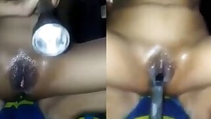 Horny girl pussy fucked with torchlight MMS