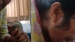 Local Desi maid Bhabhi sucking and riding dick of her house owner