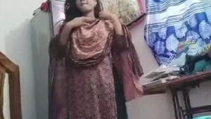 Cute village girl reveals her body on camera
