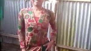 Desi girl enjoys shower in the village