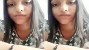 A shy Tamil girl reveals her breasts to her partner via video call