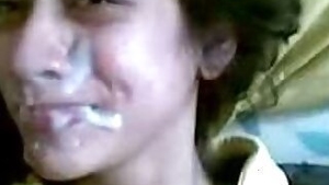 Teen Girlfriend with her Lover Missionary Fuck Facial