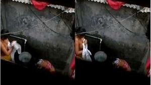 Indian woman eager to take a bath