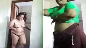 Man films loved fat Indian woman walking with naked XXX titties
