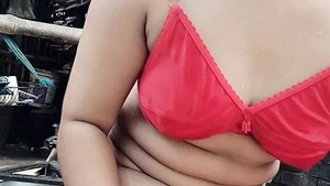 AKhi's beautiful vagina is on display in the restroom