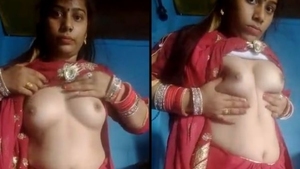 Country bride flaunts her big boobs after marriage