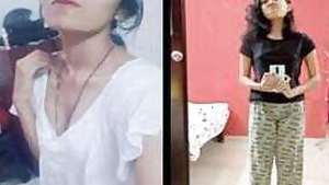 Horny amateur wife XXX playing with her shave Desi cunt at night