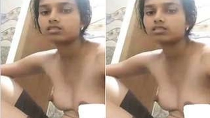 Indian babe flaunts her boobs and pussy on video call