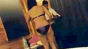 Indian wife flirts with room service attendant in swimsuit while husband films