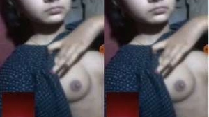 A stunning Bangla girl reveals her breasts in a video call
