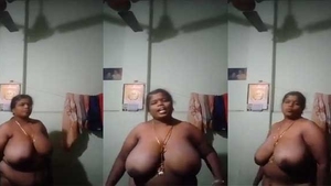 South Indian wife flaunts her massive natural breasts in front of her husband