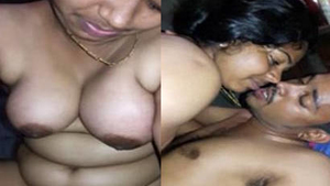 Indian aunt rides cowgirl style and fondles her breasts with kisses