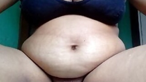 Desi girl showing her big belly and even bigger pussy