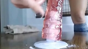 Creamy pussy with dildo ride