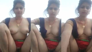 A sexy country girl masturbating outdoors with her natural hair down there